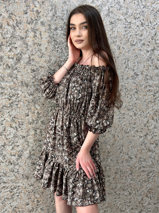 Rochie Tina - Brown Print